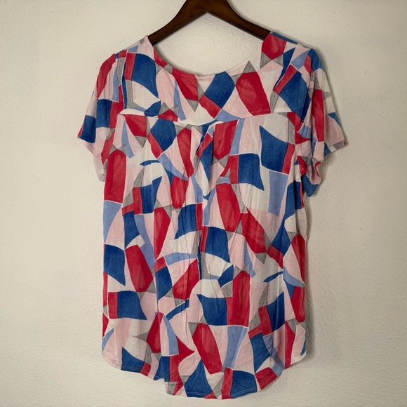 Abstract Patterned Short Sleeve Tee Casual Crewneck Lightweight Top 1X Plus - Picture 10 of 12